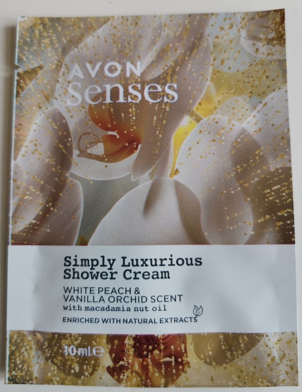 AVON senses SIMPLY LUXURIOUS Duschgel Pfirsich & Vanille-Orchidee /PROBE